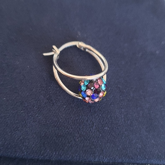 STERLING SILVER Rainbow Disco Ball Earrings w/Swarovski Crystals - Picture 7 of 7